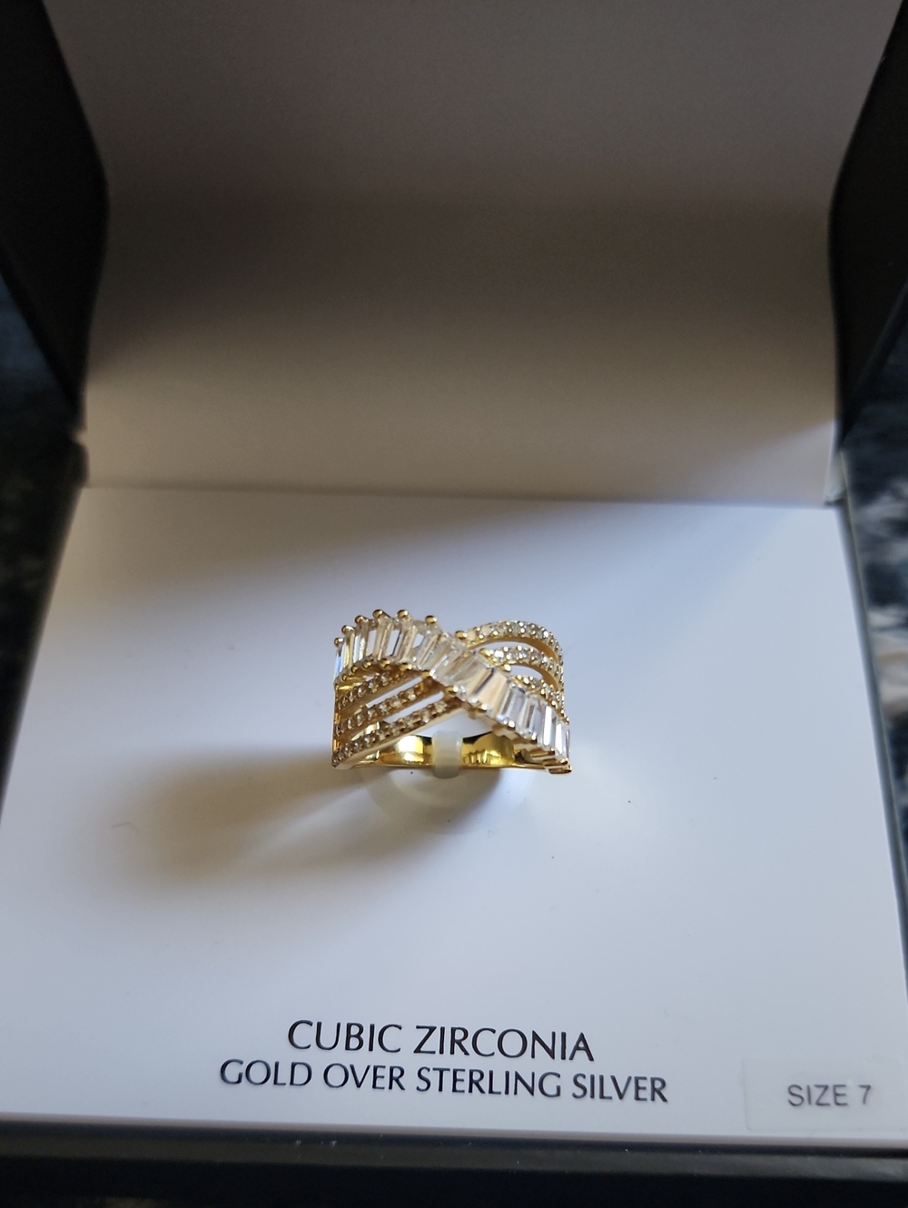 Giani Bernini Gold Crisscross Baguette & Round CZ Ring